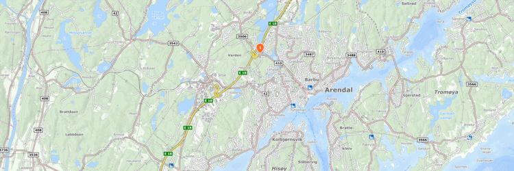 Alti Harebakken kart over Arendal