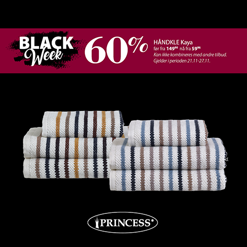 Princess 60%Håndklær BW U47