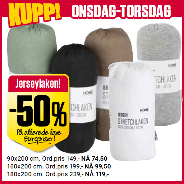 Europris 50% Laken U26