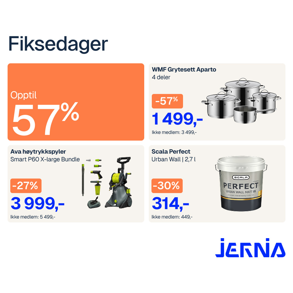 Jernia Fiksedager 6.April 3.Mai