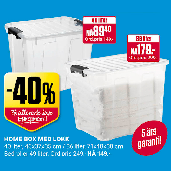 Europris 40% Home Box Med Lokk U4