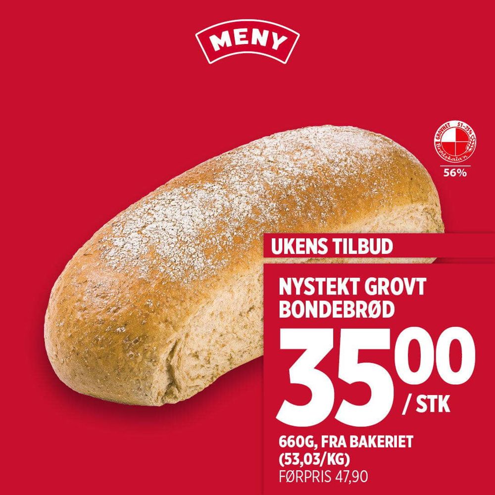 Meny Nystekt Bondebrød U38