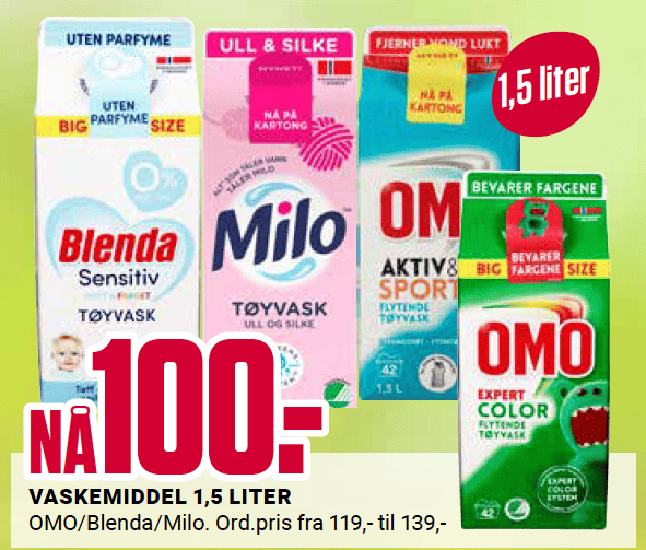 Europris Vaskemiddel 1,5 Liter 7. 11.April