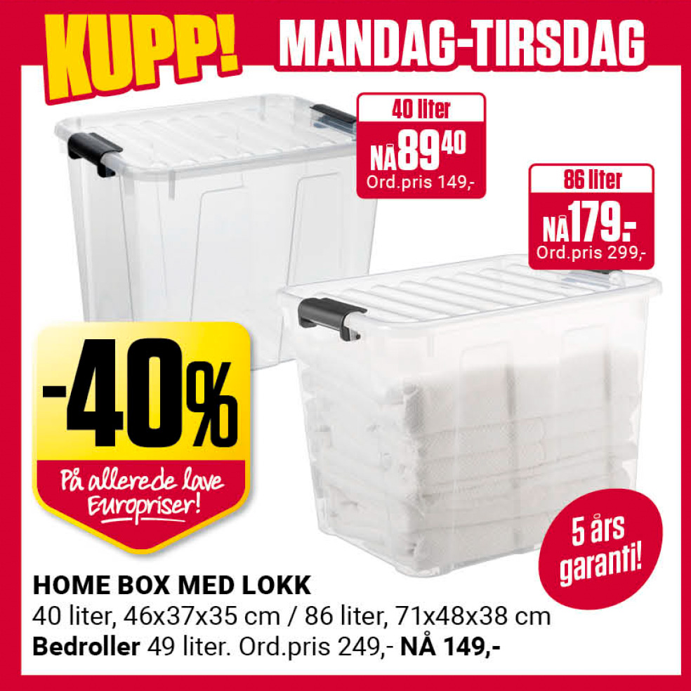 Europris Mandag Tirsdag U45