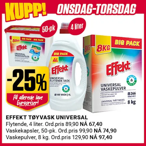Europris Onsdag Torsdag Effekt Tøyvask U21
