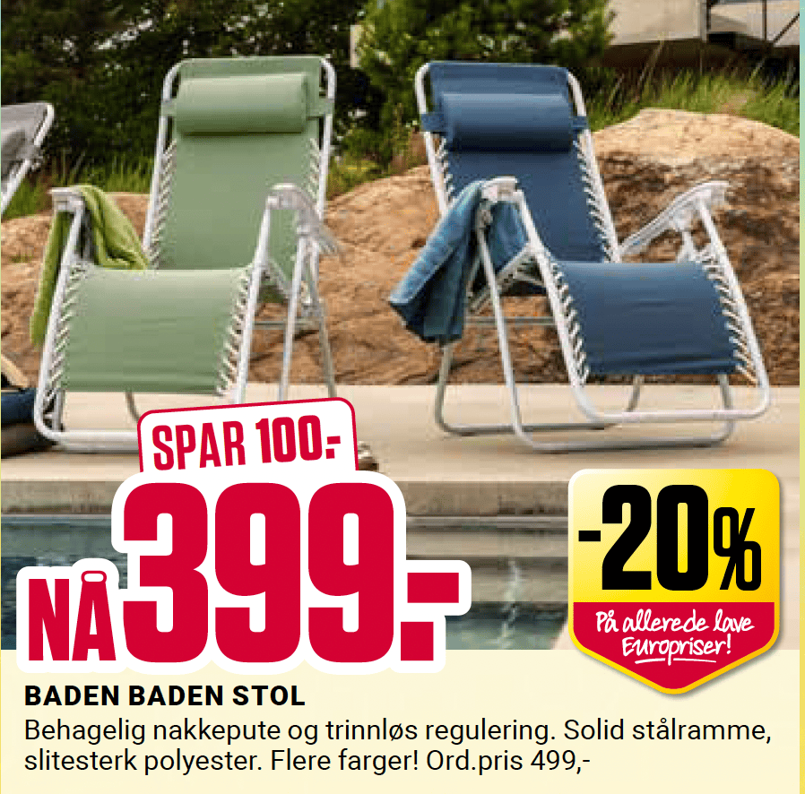 Europris 20% Hagestol 30.3 4.4