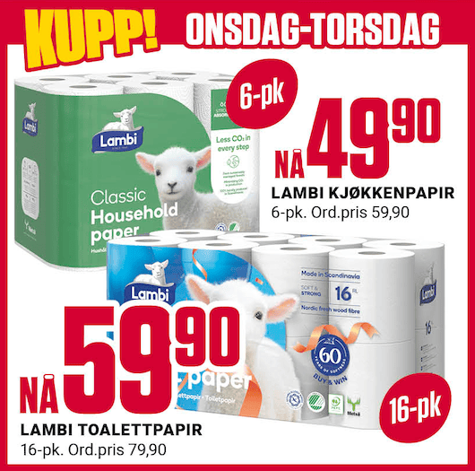 Europris Dopapir Og Tørkepapir Tilbud U13