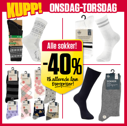 Europris 40% Sokker U8
