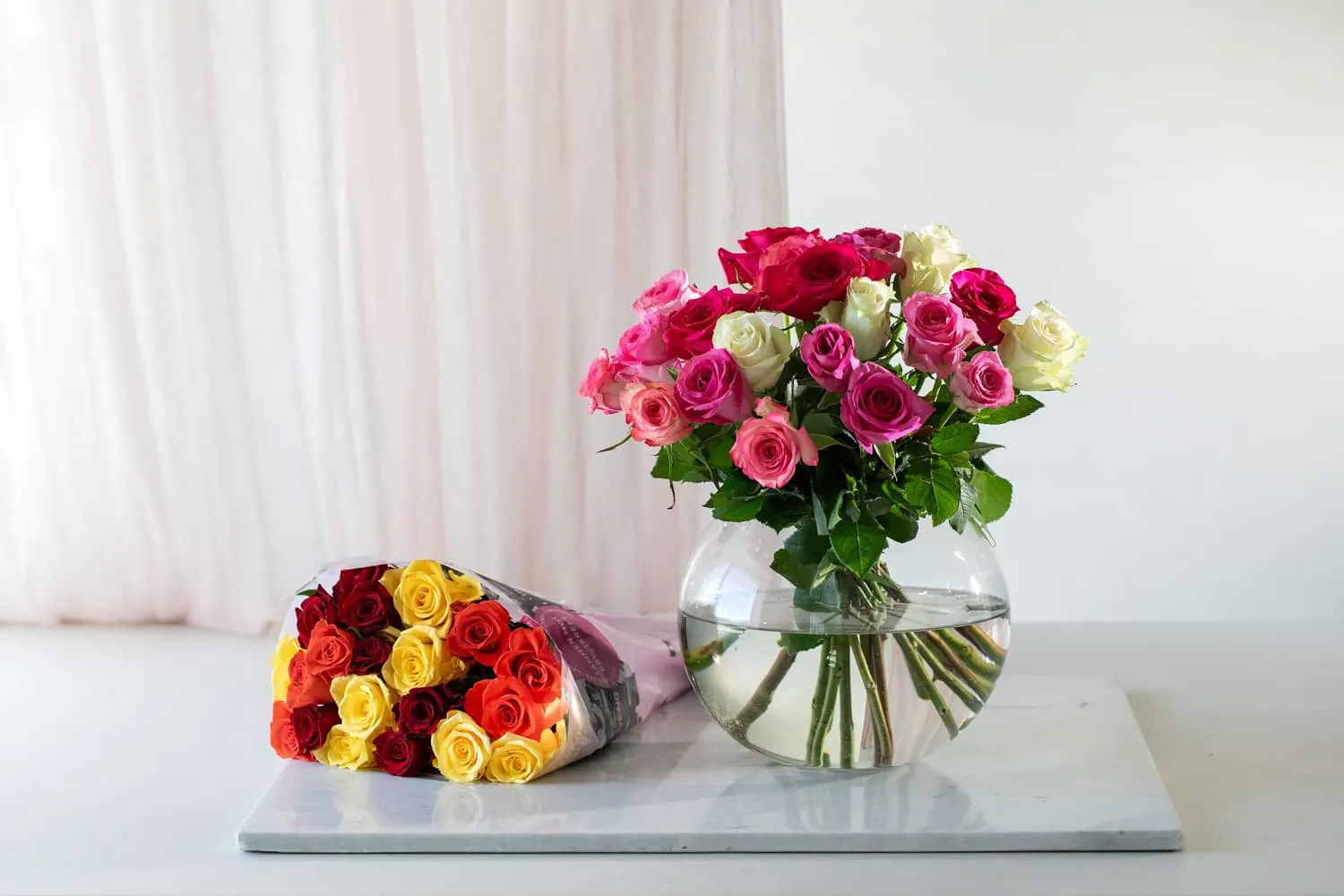 2 Rosa Sløyfe Roser