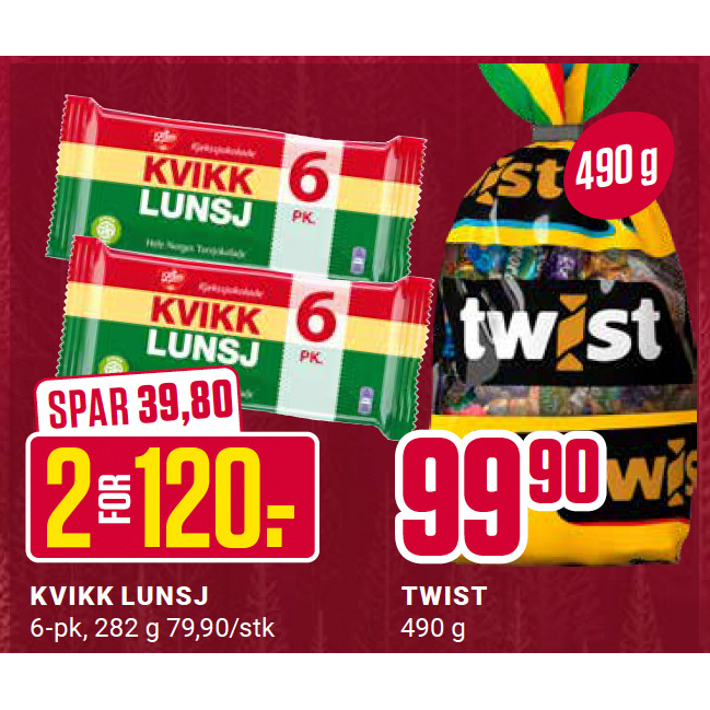 Europris Kvikk Lunsj Og Twist 1. 7.Des
