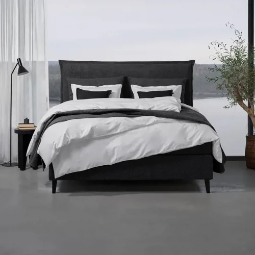 294829 Vega Kontinentalseng 150X200 Medium Fast Iben Antrasitt Med Cloudtex Pluss Overmadrass Med Ben Nordisk Svart 16Cm 7