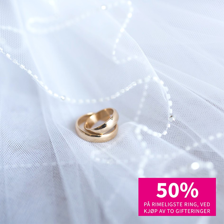 50% På Rimeligste Ringer, Ved Kjøp Av To Gifteringer