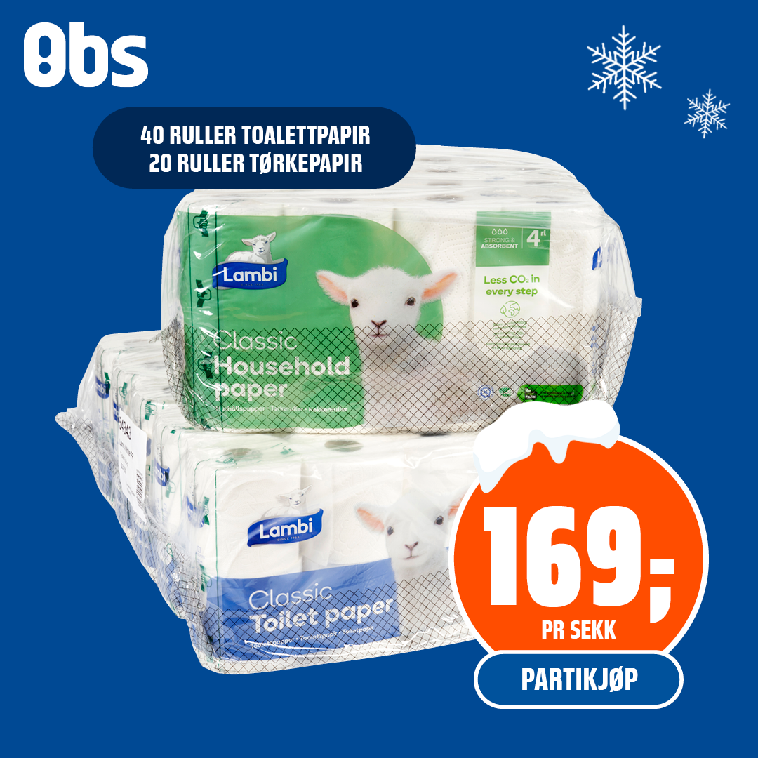 OBS Lambi Toalettrull Tørkerull Tilbud U47