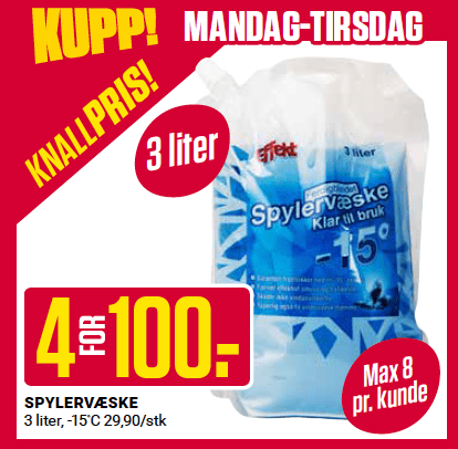 Europris 4 For 100 Spylevæske U8