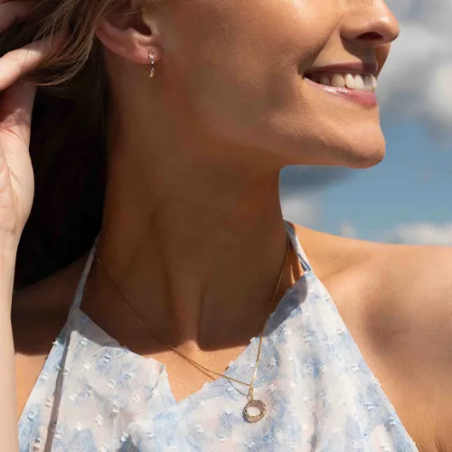 Bjørklund Halssmykke Forgylt Sølv Med Cubic Zirkonia 24.Juni 28.Juli