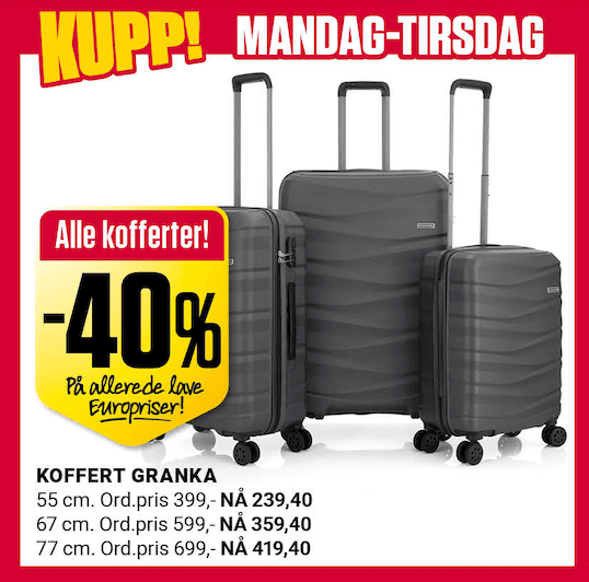 Europris Kofferter 40% U13