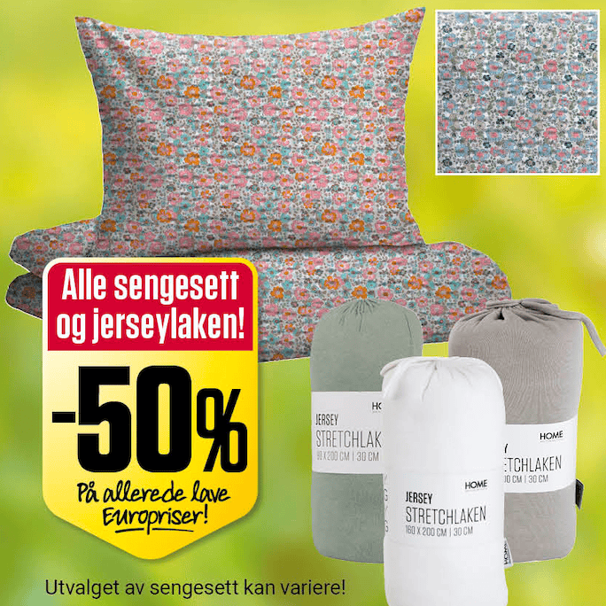 Europris 50% Sengesett Laken U20