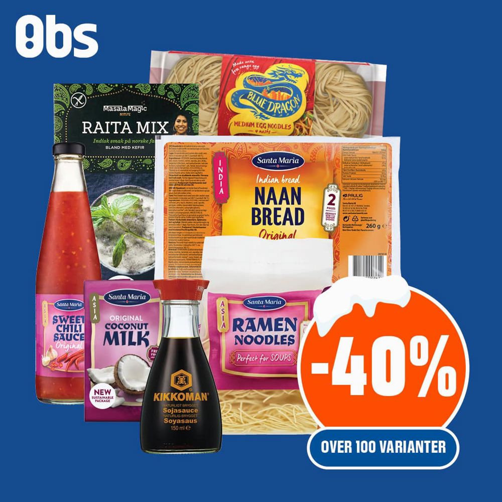 Obs 40% Asiatsike Produkter 19. 24.1