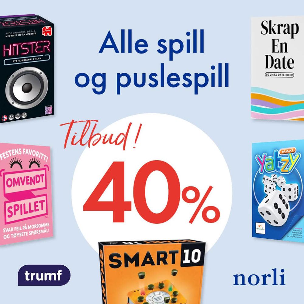 Norli 40% Spill Og Puslespill 9.Sept 11.Okt