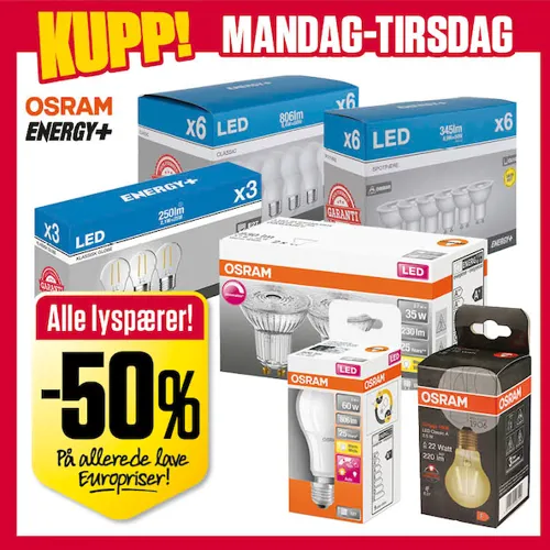 Europris Mandag Tirsdag Lyspærer U34