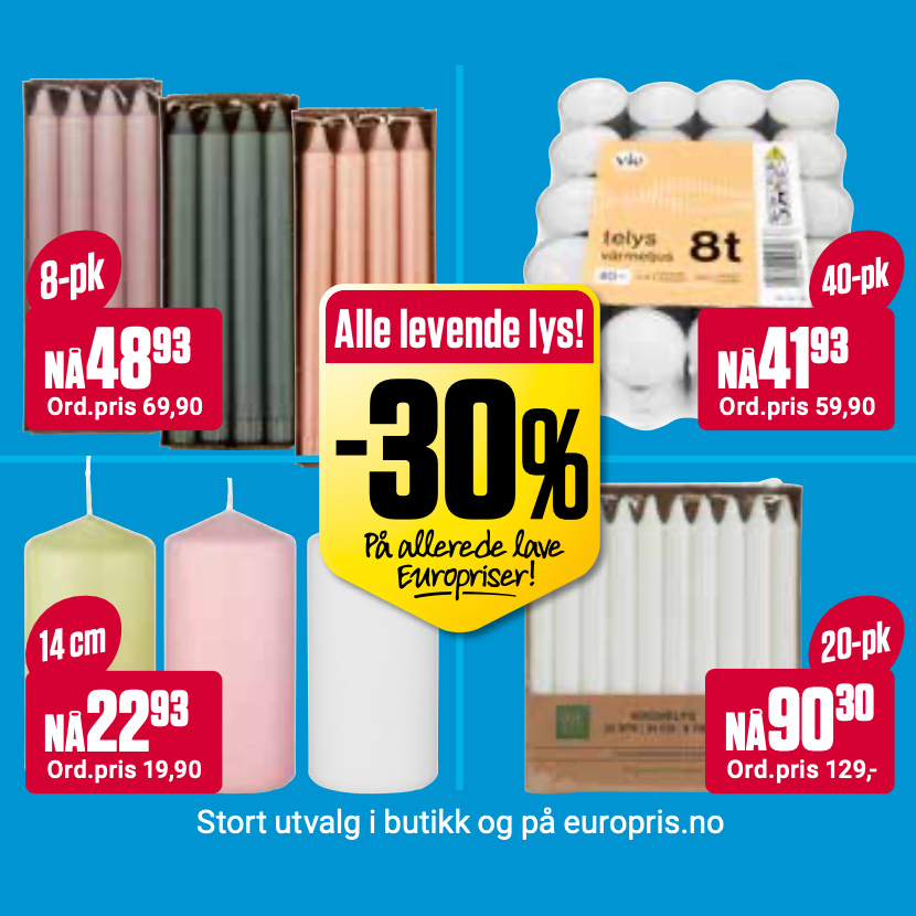 Europris 30% Levende Lys U10
