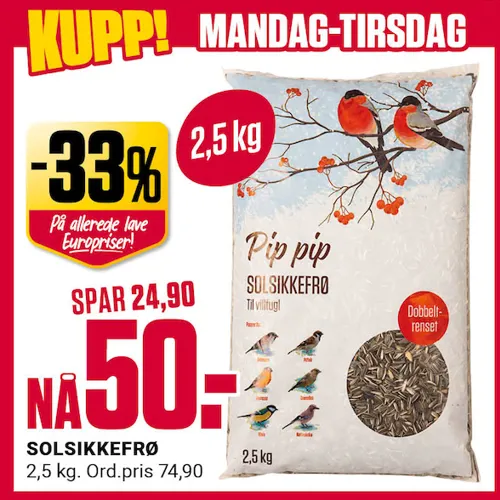 Europris Mandag Tirsdag U36